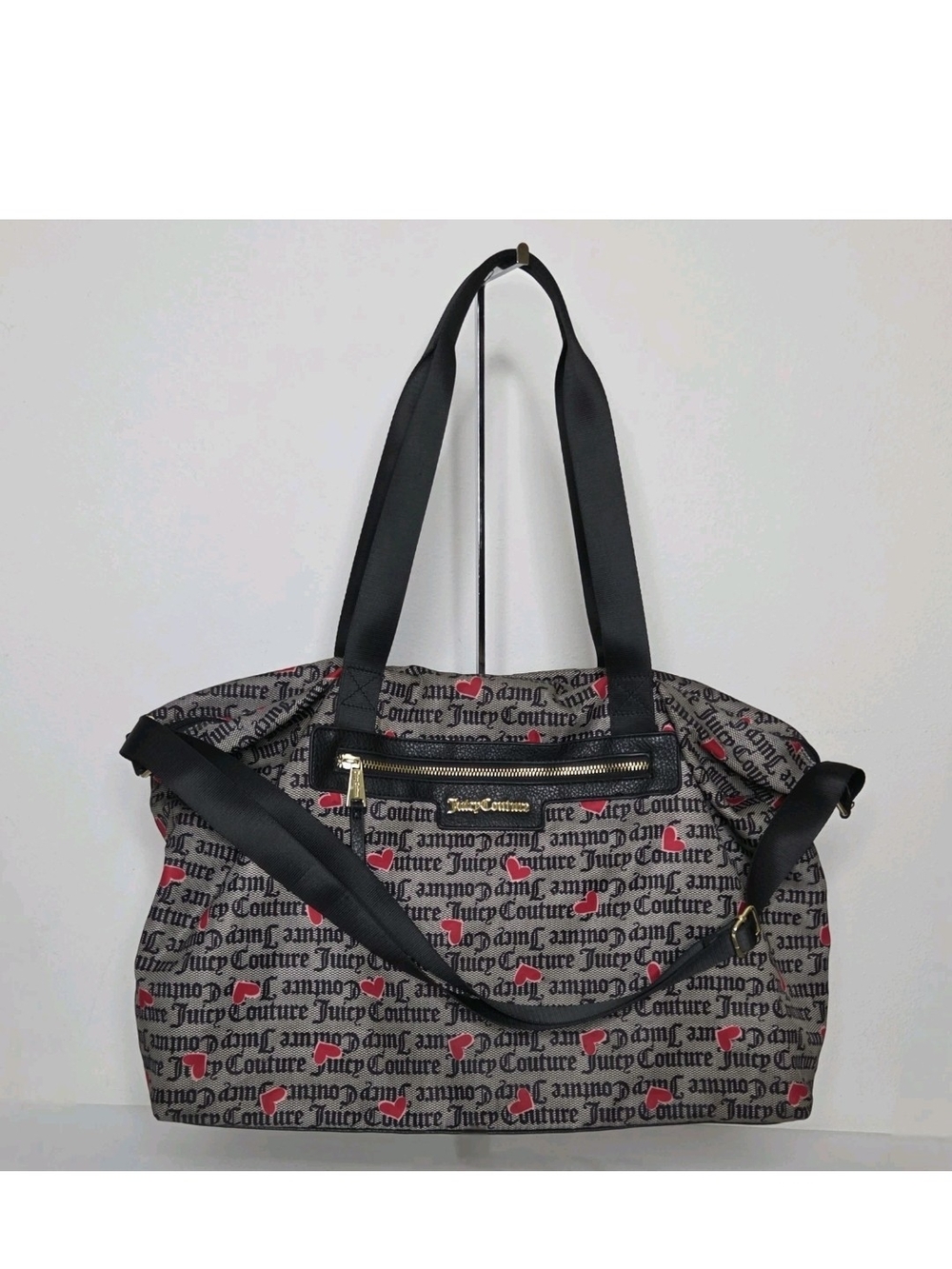 Juicy Couture 18" Weekender Duffle Bag Travel Gothic Y2k  Black Red Hearts Mall